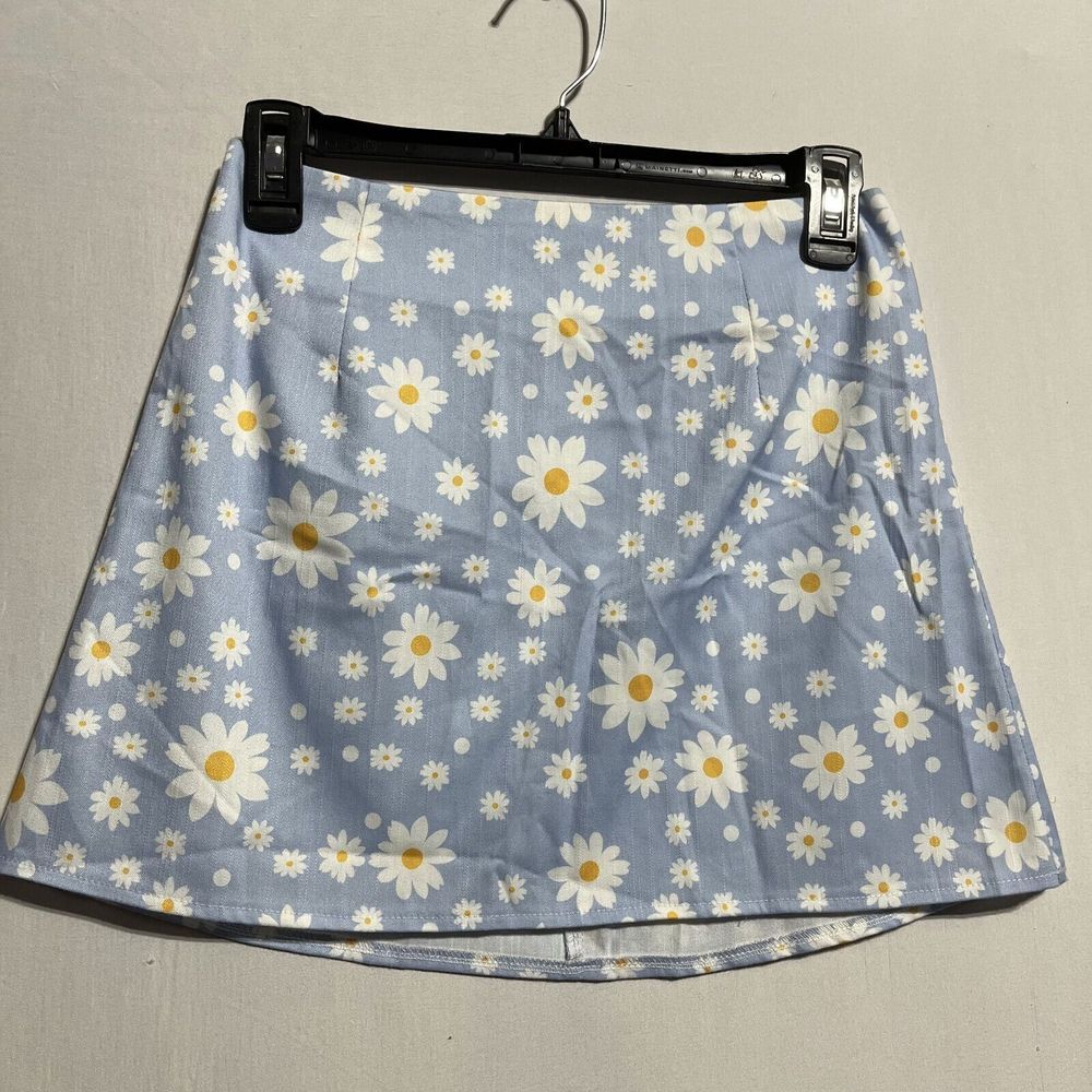 Princess‎ Polly Kellie Mini A-Line Skirt Women's 4 Blue Floral Stretch Back Zip